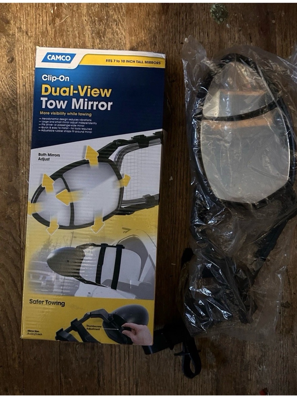 2 Camco Clip-On Dual-View Tow Mirrors - Black/White